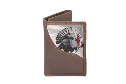 Turkey Men's Trifold Woven Patch Leather Wallet.