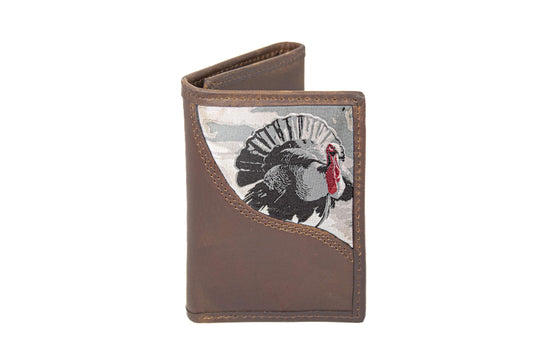 Turkey Men's Trifold Woven Patch Leather Wallet.