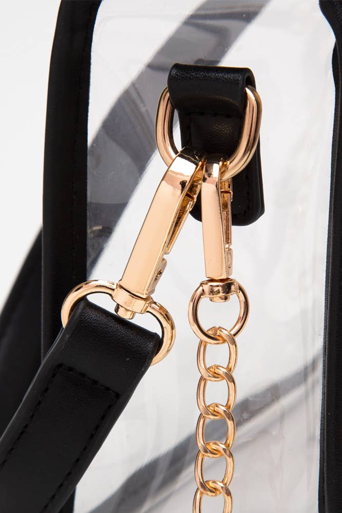 Clear Rectangle Stadium Concert Crossbody Bag: Navy