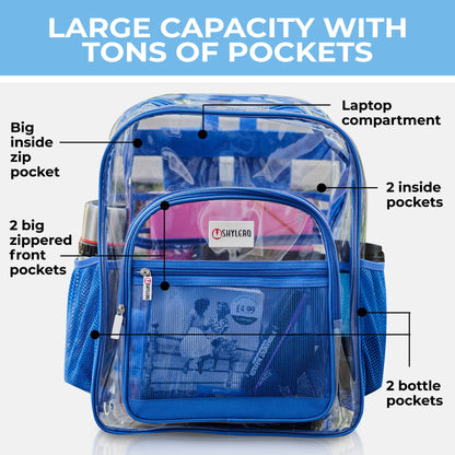 Clear Backpack For School XL | Top YKK® Zip | Blue Rhino: Blue Rhino