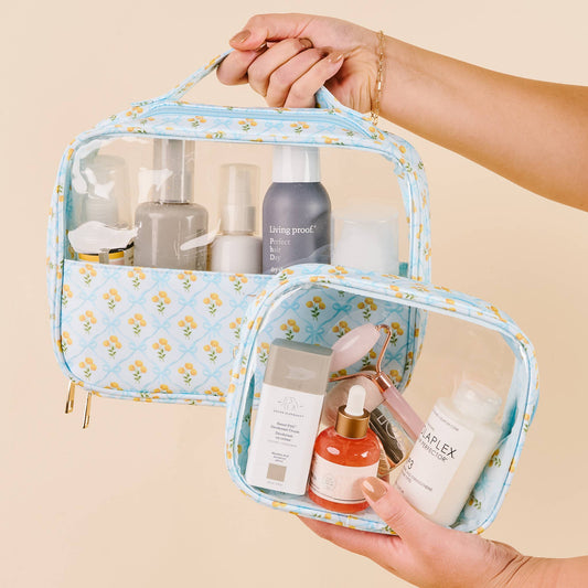 Clearly Chic Cosmetic Bag Set-Marigold Lane Blue