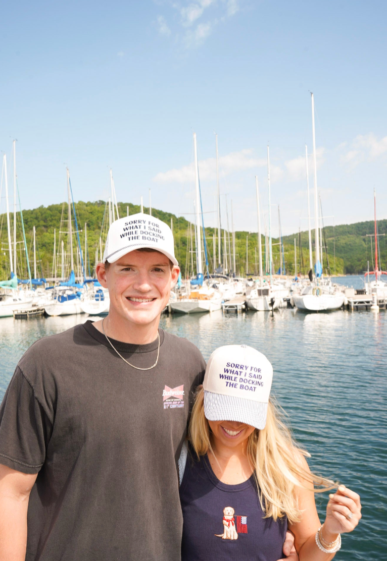 Sorry for What I Said Docking the Boat Hat: Navy Stripe