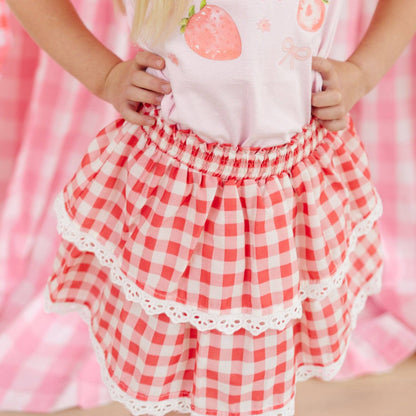 Red Gingham Skort - Kids Clothing - Spring Summer