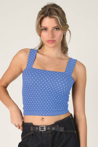 NS8532 - Polka Dot Square Crop Top: 2259 Marina