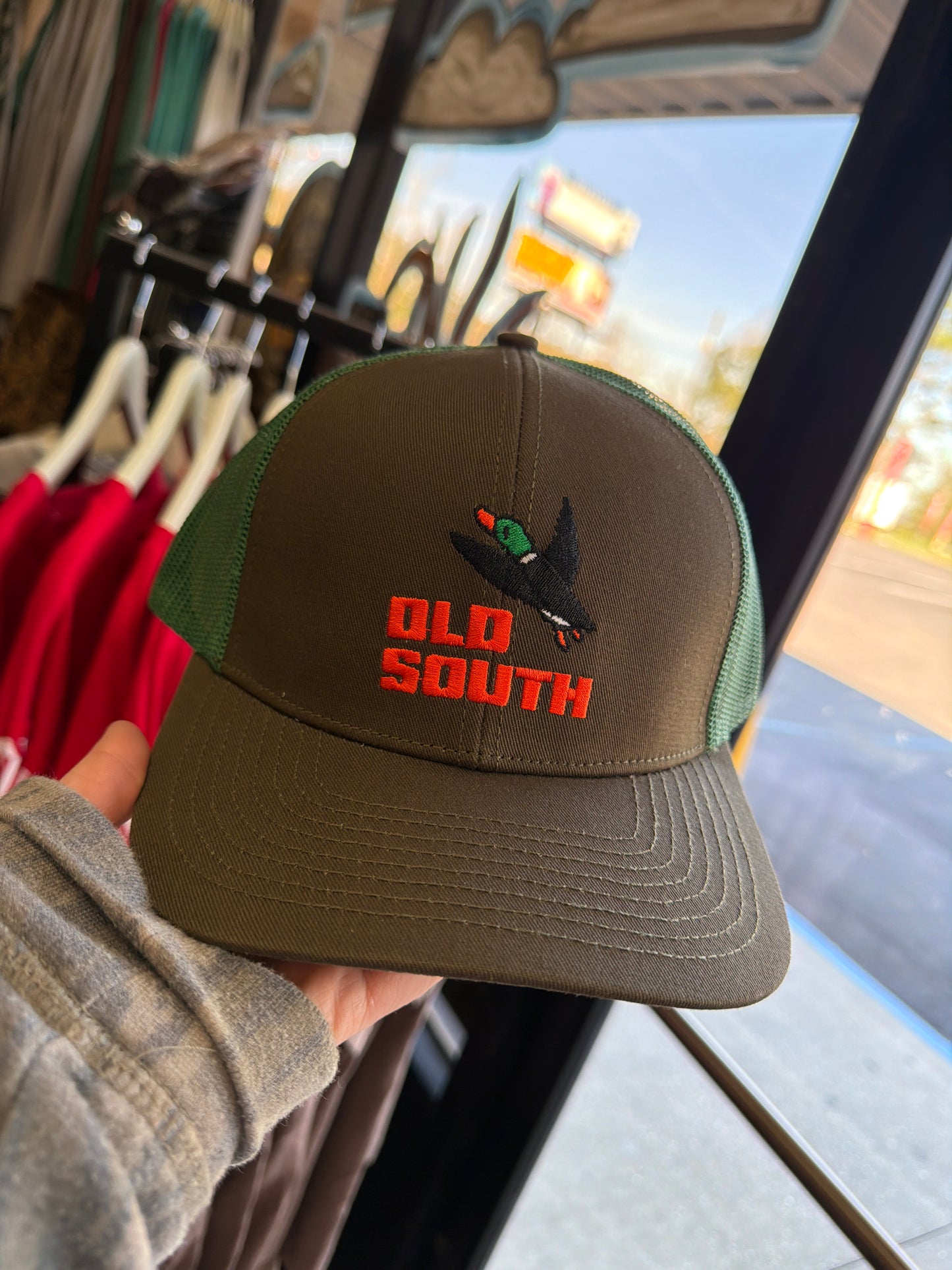Old South Pixeled Duck Hunt - Trucker Hat - Brown/Dark Green