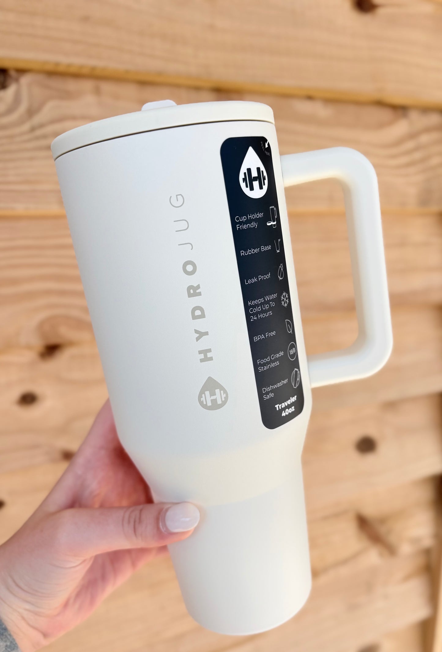 Cream HydroJug 40 oz Traveler Tumbler: Cream