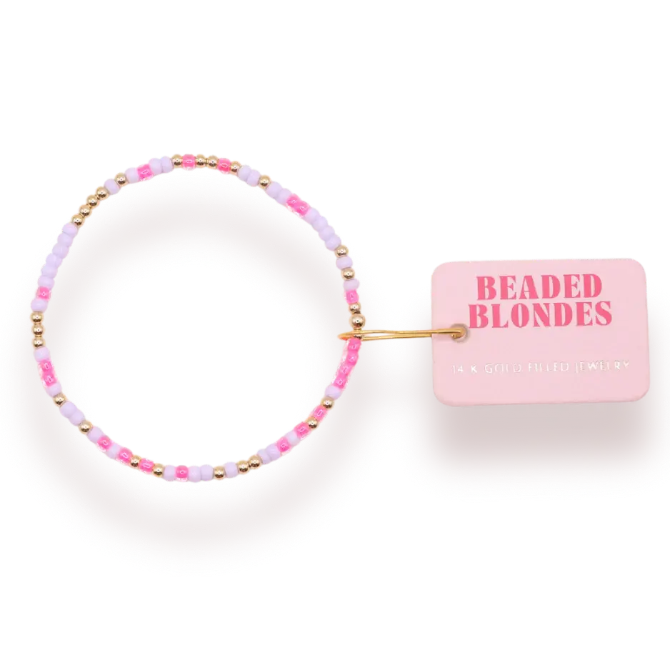 Hot Pink & Lilac Sprinkle Bracelet: Standard 6.75 inch