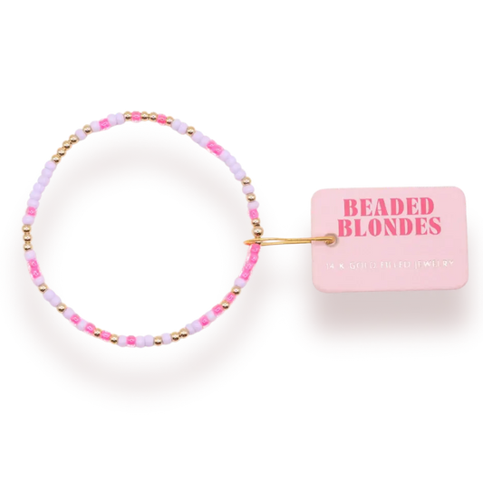 Hot Pink & Lilac Sprinkle Bracelet: Standard 6.75 inch