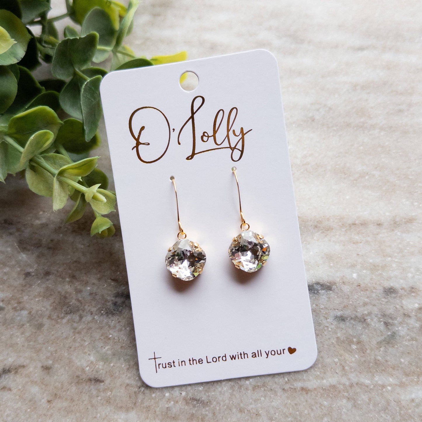 O'Lolly "Remi" Earrings - Silver Clear Stone Dangle: Silver