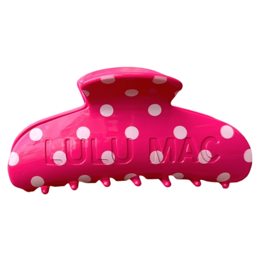 LULU MAC HAIR CLIPS-Hot Pink/White Dot