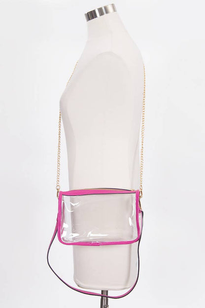 Clear Rectangle Stadium Concert Crossbody Bag: Navy