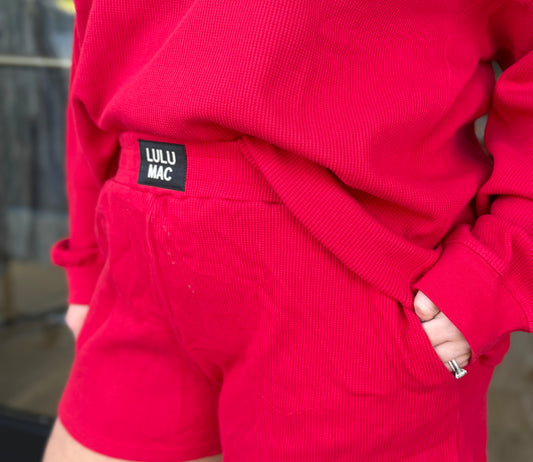 LULU MAC Waffle Short: RED
