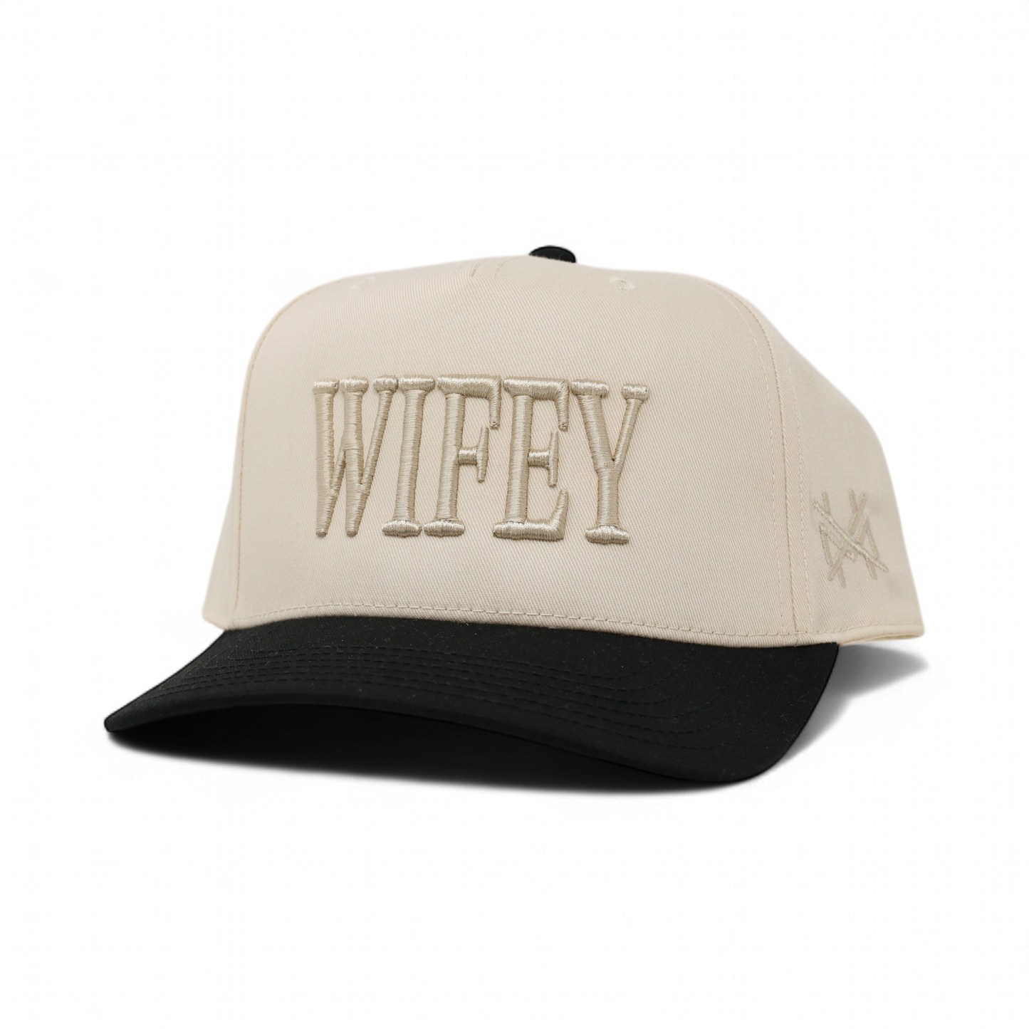 Wifey Trucker Hat: Retro Black/Natural (Natural Thread)