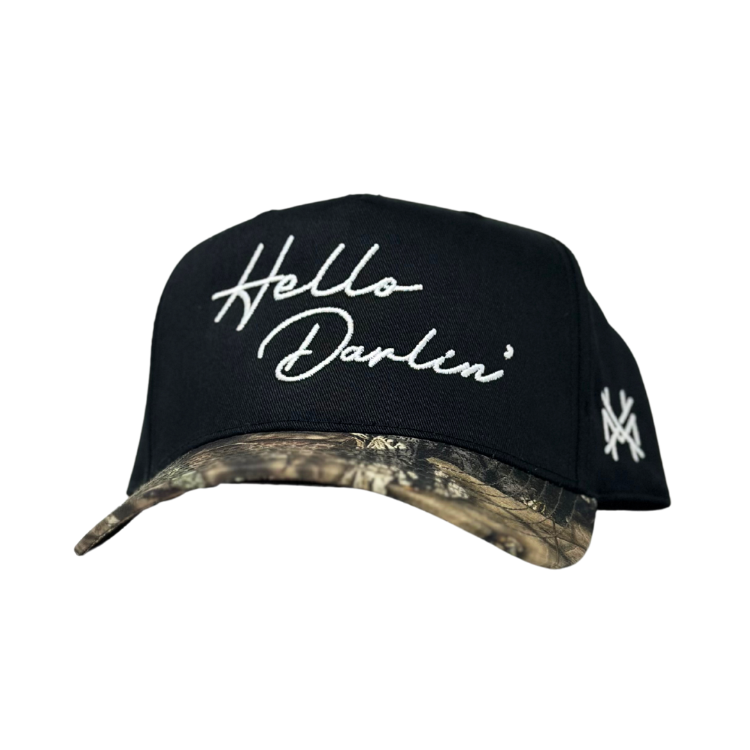 MHC Hello Darlin Trucker Hat: Mossy Oak Breakup Country/ Black Otto
