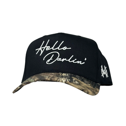 MHC Hello Darlin Trucker Hat: Mossy Oak Breakup Country/ Black Otto