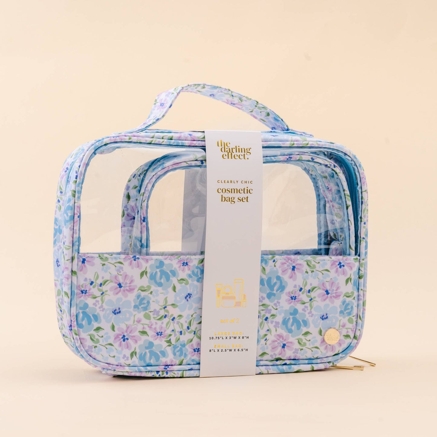 Clearly Chic Cosmetic Bag Set-Secret Garden Blue