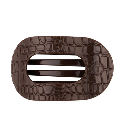 Brown Crocodile | Large| Flat Round Hair Clip
