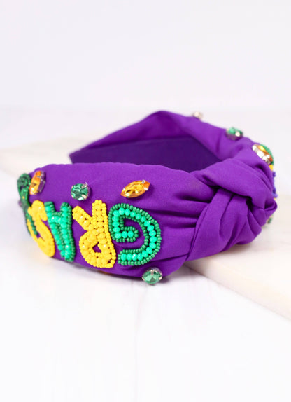 Mardi Gras Beaded Headband PURPLE: Default