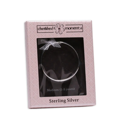 Classic Silver Bangle Bracelets for Babies, Kids or Women: Medium 1-5 Years