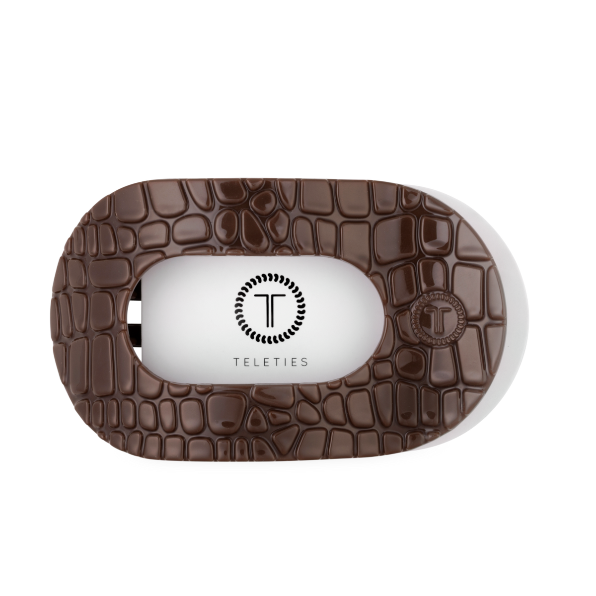 Brown Crocodile | Large| Flat Round Hair Clip
