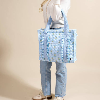 The Everyday Quilted Tote Bag–Oh So Fancy Blue