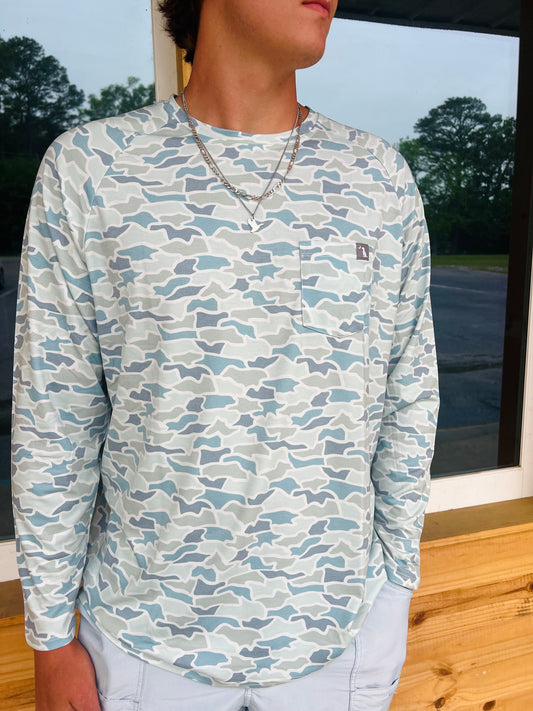 Local Boy Outfitters L/S Heatherblend Crew - Cool Oak Camo