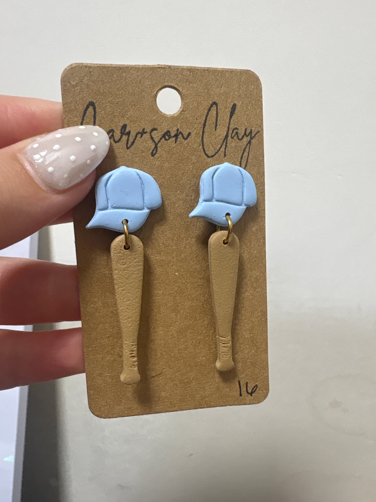 Car+son Clay baseball Blue/Bat earrings