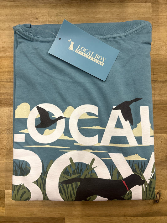 Local Boy Text and Tail SS Tee- Slate