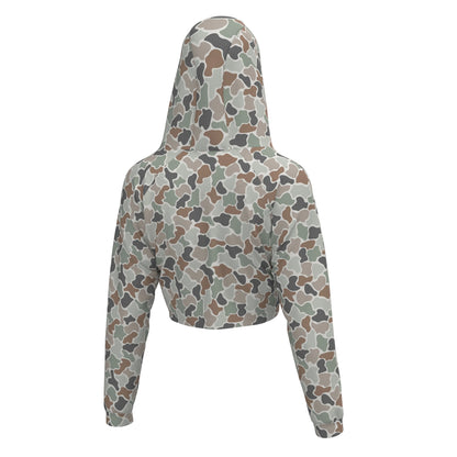 Local Girl Velvet Fleece Cropped Hoodie - Forest Camo Flora