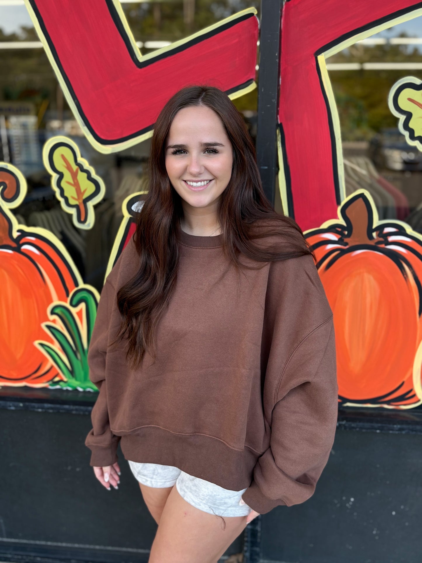 CT7976-Dropped Shoulder Sweatshirt: Chocolate