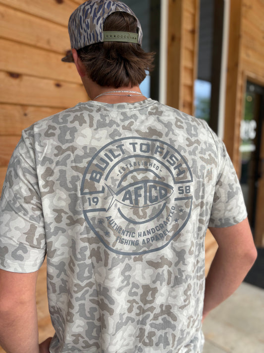 Aftco Ocean Bound SS Printed Performance Shirt- Sand Grouper Camo