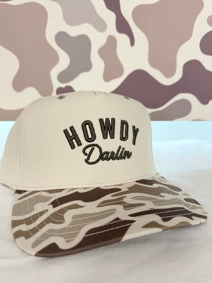 MHC Howdy Darlin Trucker Hat: Brown Camo/Natural Otto