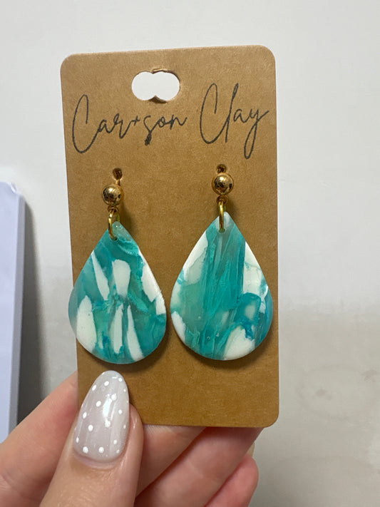 Car+son Clay Teal/White dangle earrings