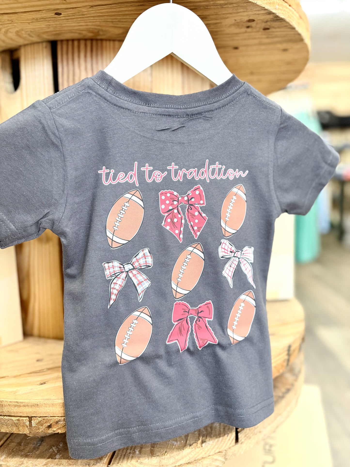 Tied to Tradition | Crimson + Gray | Football Kid’s Tee