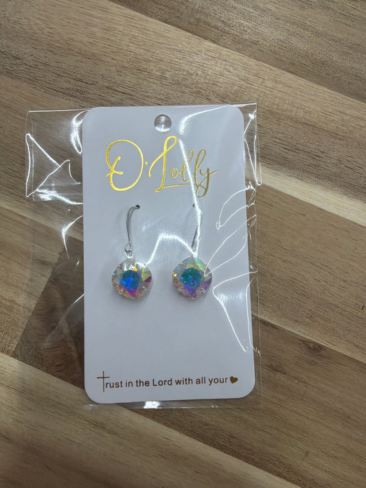 O’Lolly Stone dangle earrings-silver iridescent
