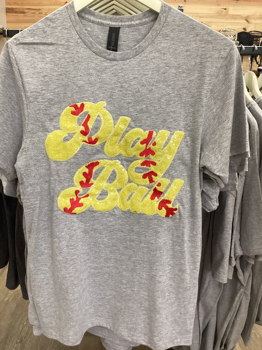 Play Ball Softball  Short Sleeve: Light Heather Grey
