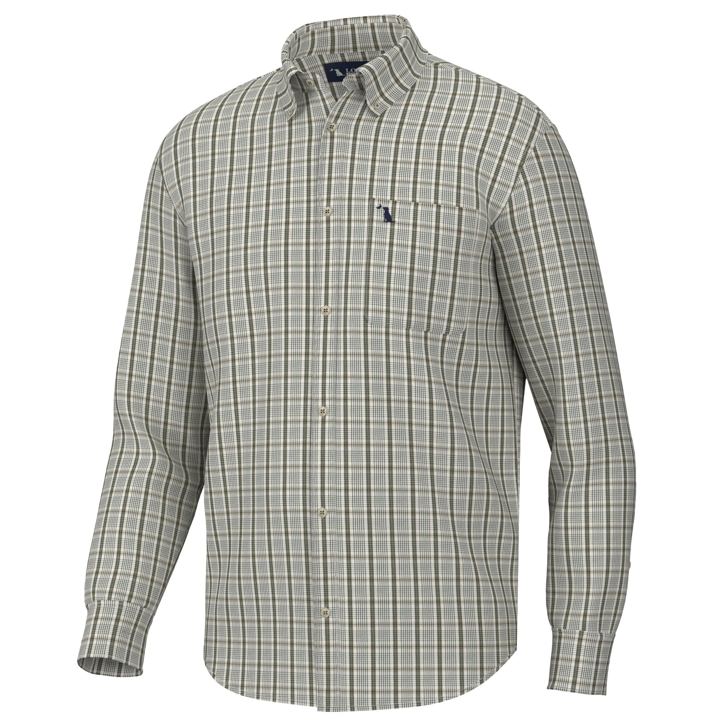 Youth Stamps Dress Shirt - Light Beige/Olive/Green