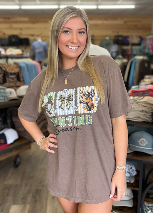 Preppy Hunting Season Graphic Tee-Espresso