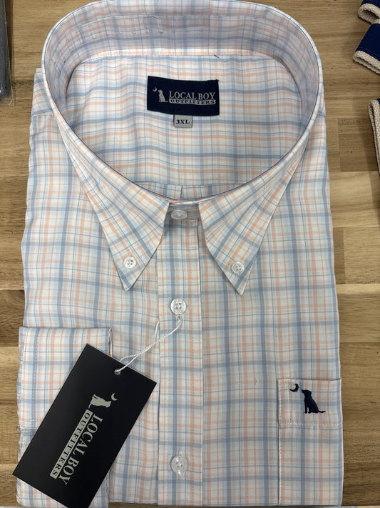 Local Boy Lee Dress Shirt - Lavender/Light Blue/Salmon
