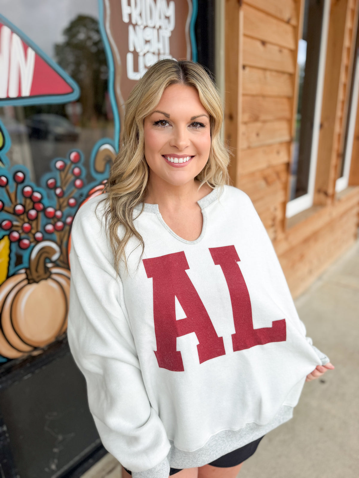 IT3097-AL | 'Alabama/AL' Reversible Oversized Pullover: HEATHER GREY