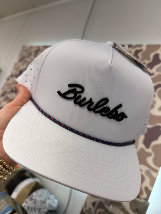 BURLEBO - Golf Performance Rope Hat - White/Navy Rope