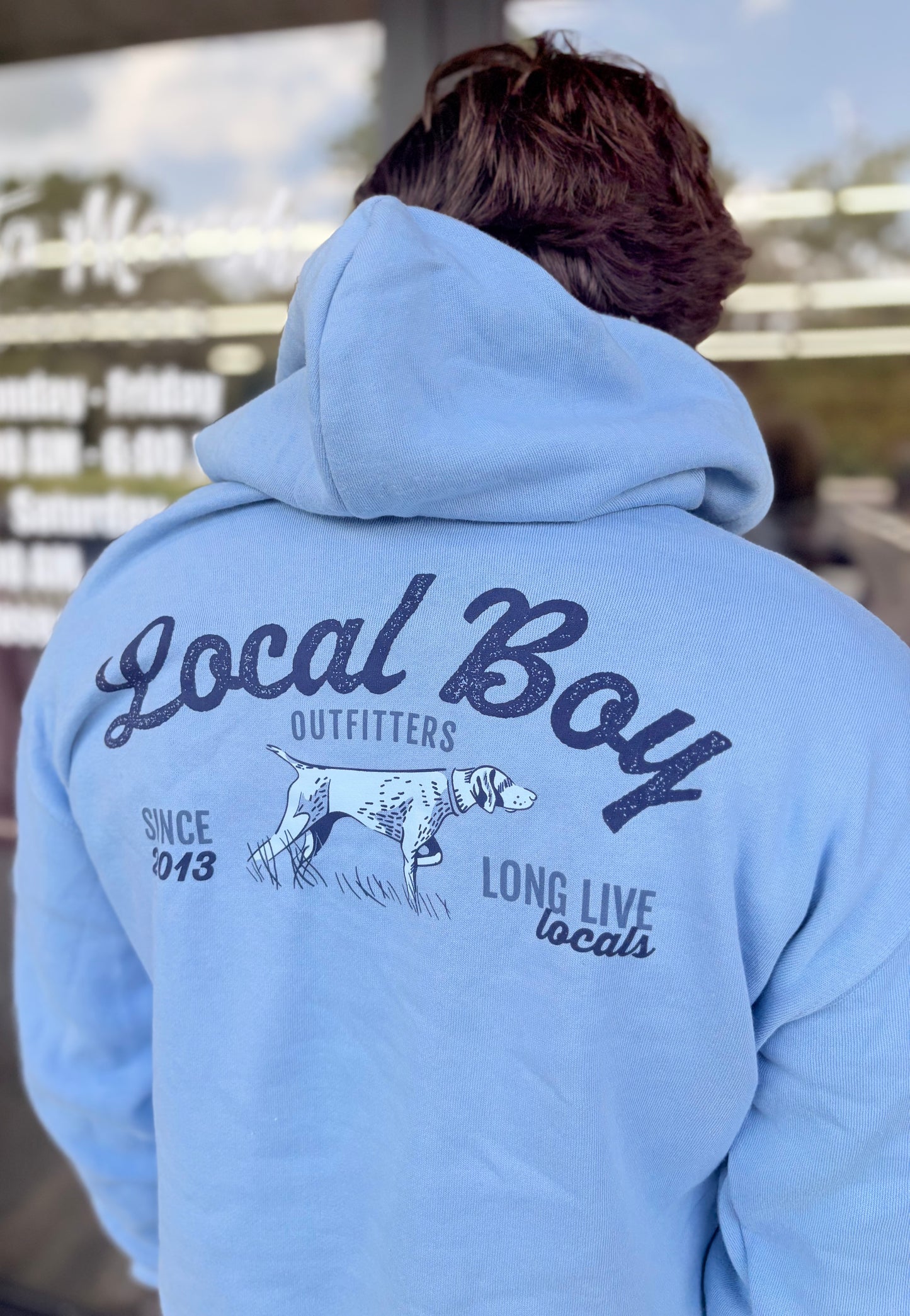 Local Boy Bird Dog Arch Hoodie - Sky