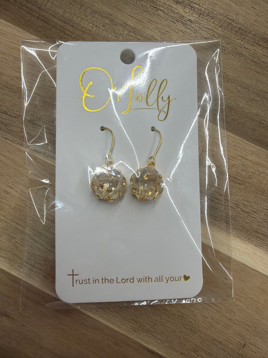 Stone dangle earrings-gold