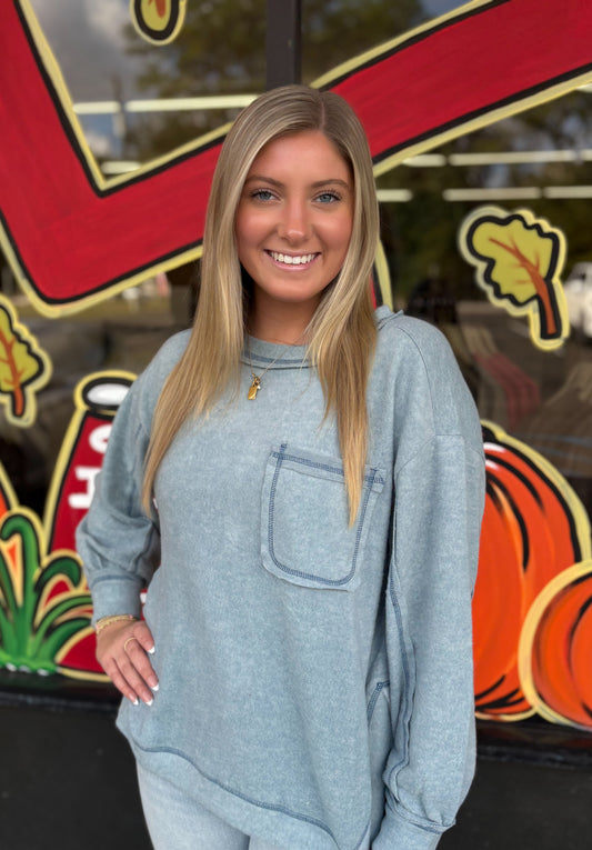 “Cozy Night Top”- Blue Grey