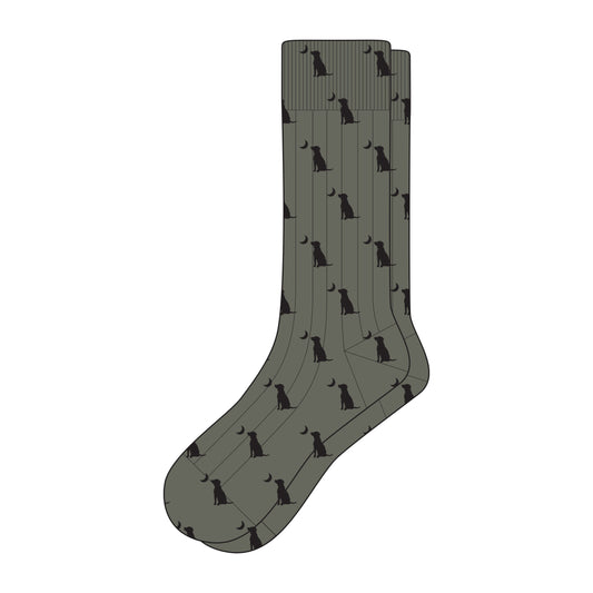 Local Boy Dress Socks - Olive Dog Moon Mens Size 9-11