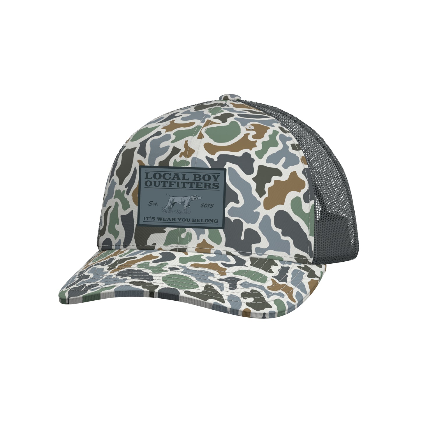 Local Boy Bird Dog Badge Trucker Hat - Localflage Bluff
