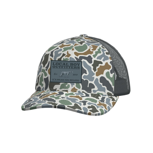 Local Boy Bird Dog Badge Trucker Hat - Localflage Bluff