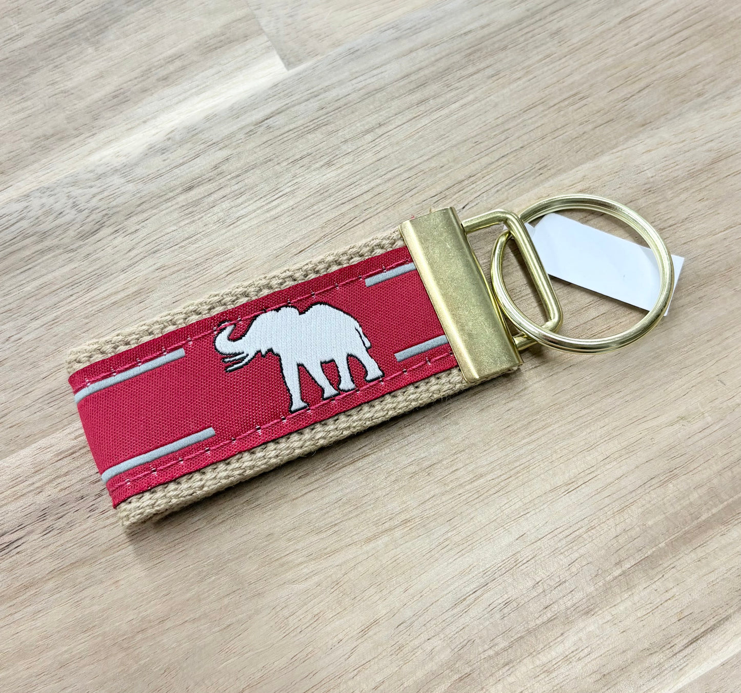 Alabama Crimson Tide Collegiate Woven Ribbon Key Chain. Alabama Key Fob. Alabama Gift. Crimson Tide Key Ring. Brass Clasp and O-Ring.: Elephant