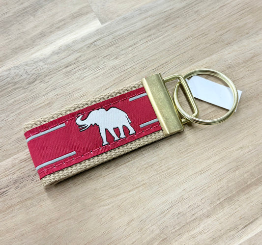 Alabama Crimson Tide Collegiate Woven Ribbon Key Chain. Alabama Key Fob. Alabama Gift. Crimson Tide Key Ring. Brass Clasp and O-Ring.: Elephant
