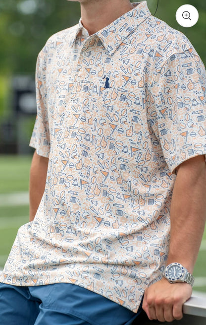 Local Boy Dirty Myrtle Polo - Collegiate Game Day - Navy/Orange